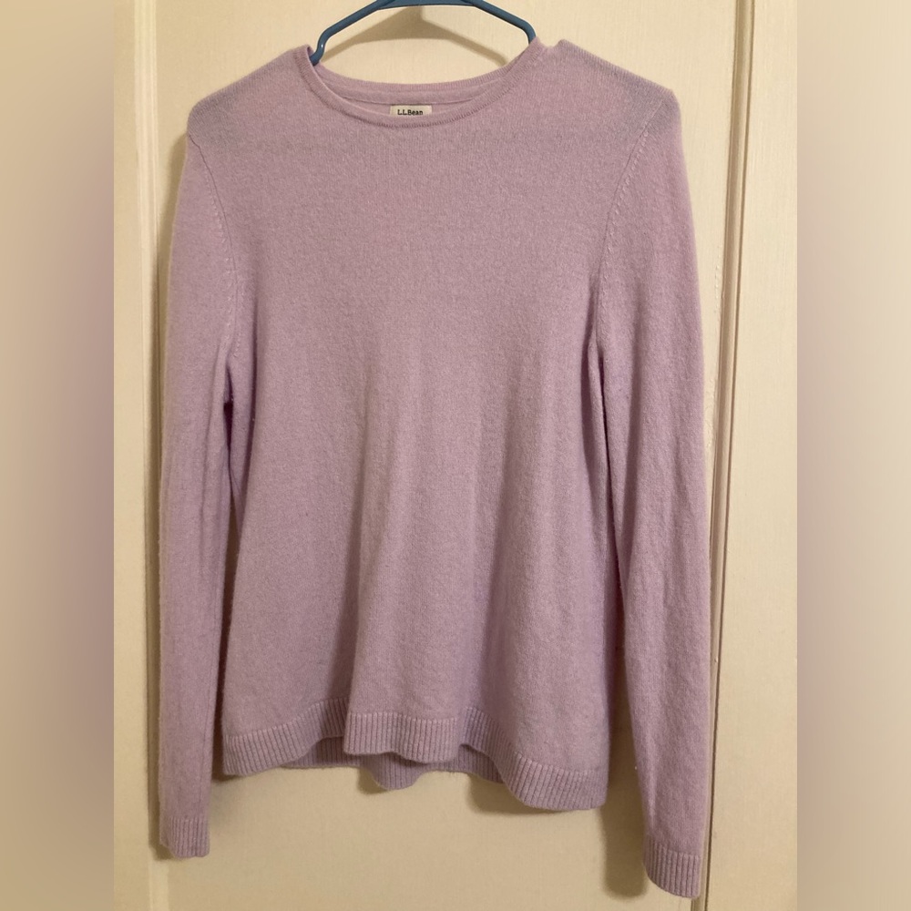 LL Bean Cashmere Pullover sweater lightweight lilac Size L